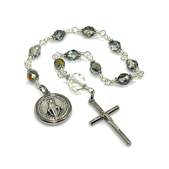 Handmade Miraculous Medal One Decade Rosary Silver Plate Unbreakable Wire Wrap - Picture 2 of 10